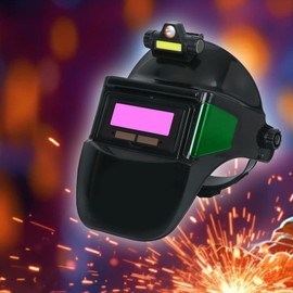 WeiLaiKeQi Advanced Welding Helmet with Integrated Lighting System, Violet Lens