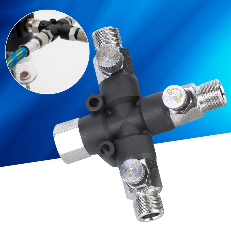 1/8 Three Way Adjustable Metal Air Hose Splitter Airbrush Fitting