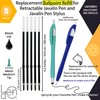 Pack of 5 Retractable Ballpoint Ink Pen Refill for Javelin
