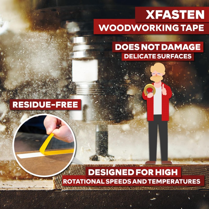 XFasten Double Sided Woodworking Tape 1 Inch x 108 Feet