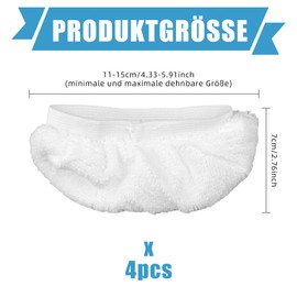 4 Stück Mikrofaser Überzugsset Dampfreinigerzubehör, Ersatzbezug Tücher für Handdampfreiniger, Stoffbezug für die meisten Dampfreiniger, für Bad, Küche, jede Art von Oberfläche (Weiß)
