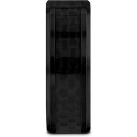 OXYN Black Titanium Polished Beveled Edges Black Carbon Fiber Inlaid Men’s Wedding Band - 8mm - Size 10