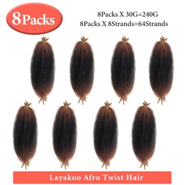 Ombre Marley Twist Braiding Hair 14 Inch Pre-Separated Springy Afro Twist Hair 8 Packs 1B/30/27 Mixture Color Pre Fluffed Spring Twist Hair for Women.(14inch 8P 1B/30/27)