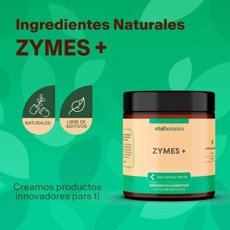 Enzimas Digestivas con Papaya, mezcla de enzimas como Papaína, Bromelina,