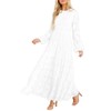 MITILLY Women's Elegant Floral Long Sleeve Round Neck Smocked A-Line