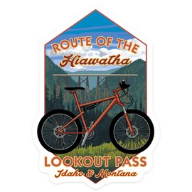 Die Cut Sticker St. Regis, Montana, Route of The Hiawatha, Mountain Bike, Contour Vinyl Sticker 1 to 3 inches (Waterproof Decal for Cars, Water Bottles, Laptops, Coolers), Small