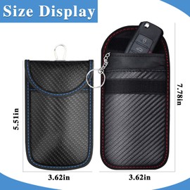 2 PCS Faraday Bags, Faraday Key Fob Protectors Blue and Red RFID Key Fob Protector Pouch High Performance Anti Theft Signal Blocking Durable Stylish Design