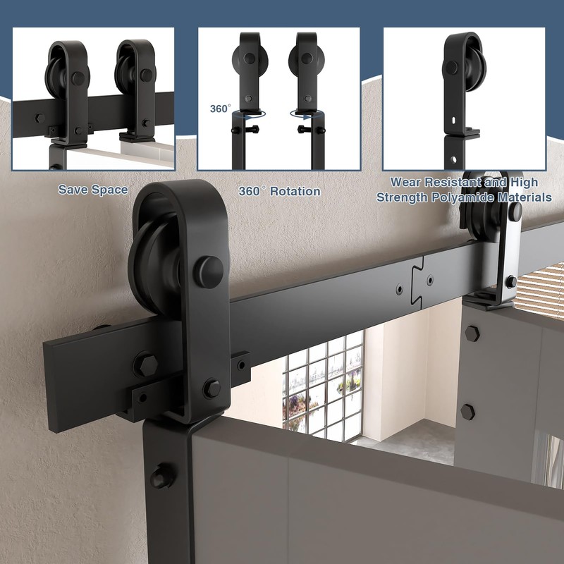 DonYoung 52" Bifold Barn Door Hardware Kit for 2 Doors,