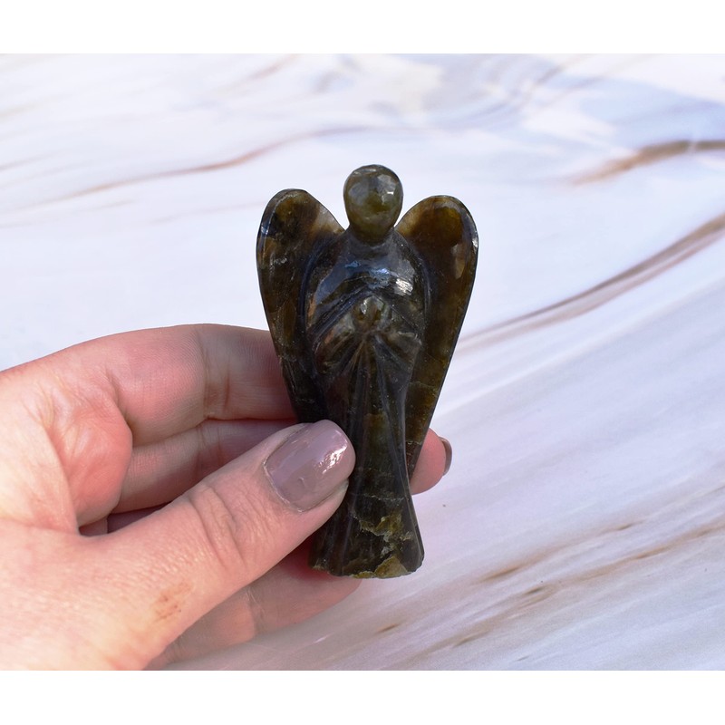 Reiki Healing Energy Charged Labradorite Crystal Large 8 cm Angel