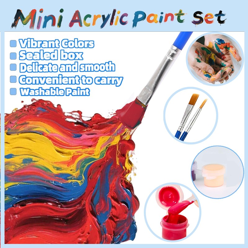 20 Pack Mini Acrylic Paint Set, 12 Colors Washable Paint
