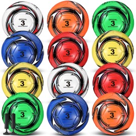 Glimin 12 Pcs Operation Christmas Deflated Soccer Balls with Pumps Bulk Official Size 3 4 5 Machine Stitched Soccer Ball for Outside Sports Training Charity Donation Supplies Xmas Gifts(Size 3)