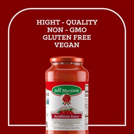 La San Marzano - Arrabiata Sauce - Pasta Sauce with 100% Italian Tomatoes Made in Italy - Tomato Paste with Fresh and Natural Ingredients Non-GMO Tomatoes, Vegan, Gluten Free, Kosher, Mediterranean Diet 24 Ounce Jar