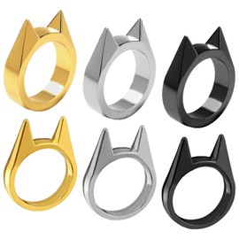 HDGSAFD 6 Knuckle Copper Rings, Cute Cat Ear Shaped Rings, Decorative Rings for Girls, Companion Rings, Unisex Rings, Zinc