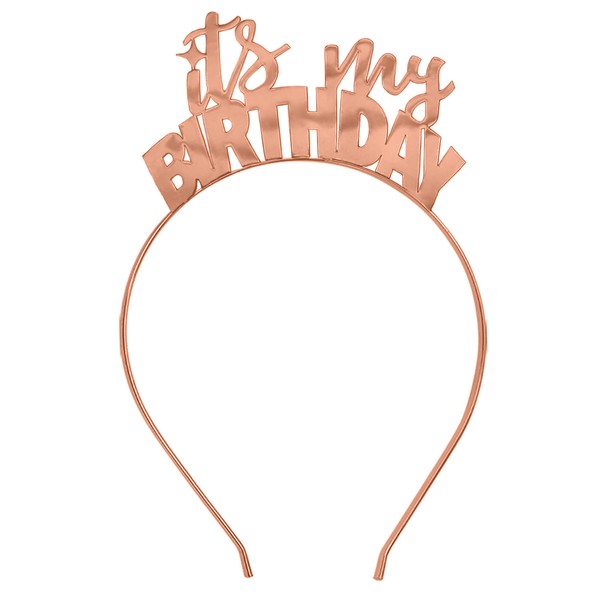 RhinestoneSash Birthday Tiara Rose Gold - It's My Birthday Tiara Headband - Birthday Party Decorations, Hair Accessories- HdBd(ItMyBD) RG