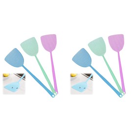 Supvox® Fly Swatters 17.5" Long Handle Sturdy Plastic Flyswatter Durable Flexible Grid Design, Lightweight Mosquito Bat Killer for Indoor Outdoor Home Classroom Use(3 Colors, 6 PCS)