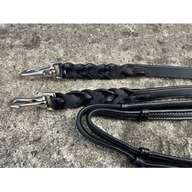 Equipride Leather Reins For Working Hunter Bridle with Quick Release Snap Hooks (Cob, Black)