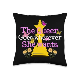 Chess Queen Goes Wherever She Wants Board Game Strategy Throw Pillow