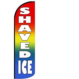 4 Less Co SHAVED ICE - Windless Swooper Flag Feather Banner Sign 3x11.5 ft Tall (Flag Only) Rainbow q19