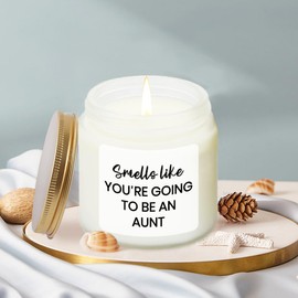 LAMIVEENLA New Auntie Gifts First Time Scented Candle - Pregnancy Announcement for Aunt - Promoted to Auntie - Promoted from Bestie to Auntie - Baby Reveal Gifts for Sister Friend Soy Candle 4oz