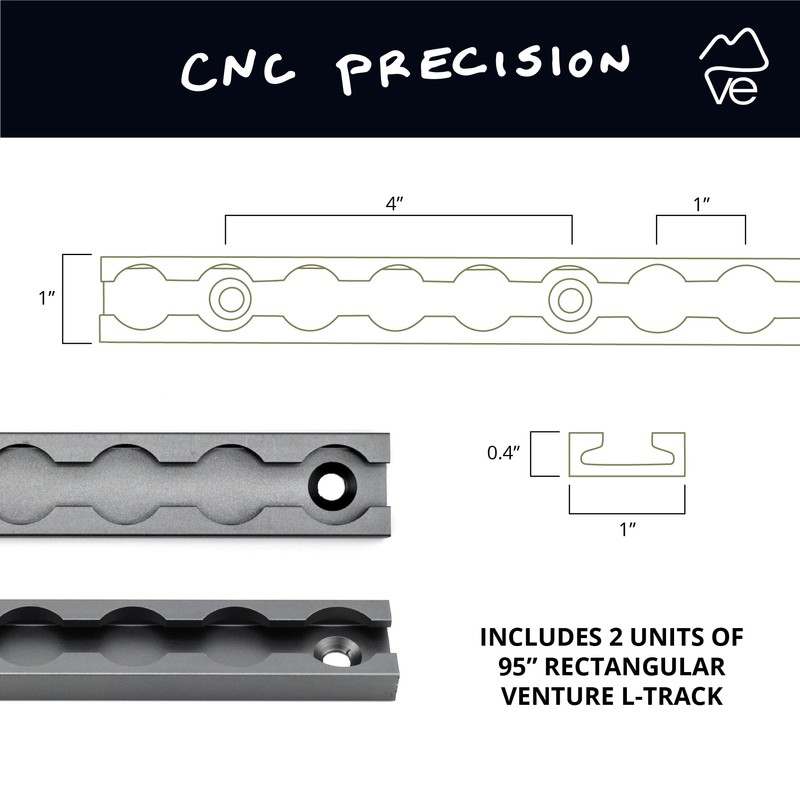 VanEssential 95" Venture Track T-6 Aluminium L-Track Gray Anodized (Rectangle