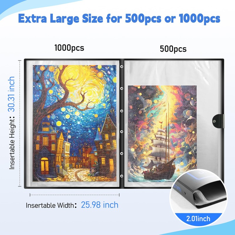 ALL4JIG Extra Large 1000-1500 Puzzle Storage Folder Binder Keeper for