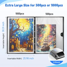 ALL4JIG Extra Large 1000-1500 Puzzle Storage Folder Binder Keeper for Jigsaw Enthusiasts - Space-Saving Organizer, Holds 20 Puzzles, 31.1x25.59 inches, HD Film Pockets Birthday Gifts for Mom &Grandma