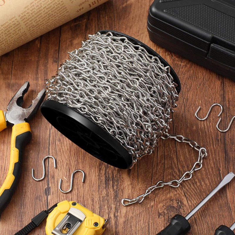 Yaocom 50ft Jack Chain with 10 pcs S Hooks Galvanized