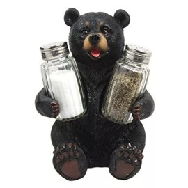 Black Bear Bearly Seasoned Salt & Pepper Shakers Kitchen Decoration Figurine