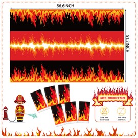 Tegeme Fire Heroes Table Cloth Firefighter Themed Birthday Party Supplies Plastic Firefighter Table Cover Flame Theme Firefighter Tablecloth for Party School Activity (6 Pieces), HA-Tegeme-2662947