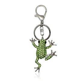 Frog Keychain Bling Bag Charm Happy Toad Rhinestone Crystal Purse Charm (Green)