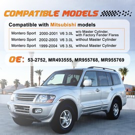 53-2752 Vacuum Power Brake Booster Without Master Cylinder Compatible with Mitsubishi Montero Sport 1999-2004 V6 3.0L 3.5L, OE# MR493555, MR955768, MR955769