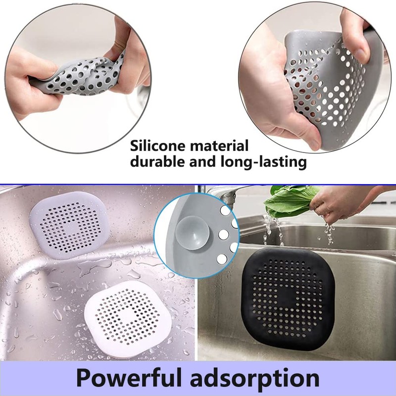 3 Pack Drain Cover Hair Catcher Pad, Silicone Tube Trap