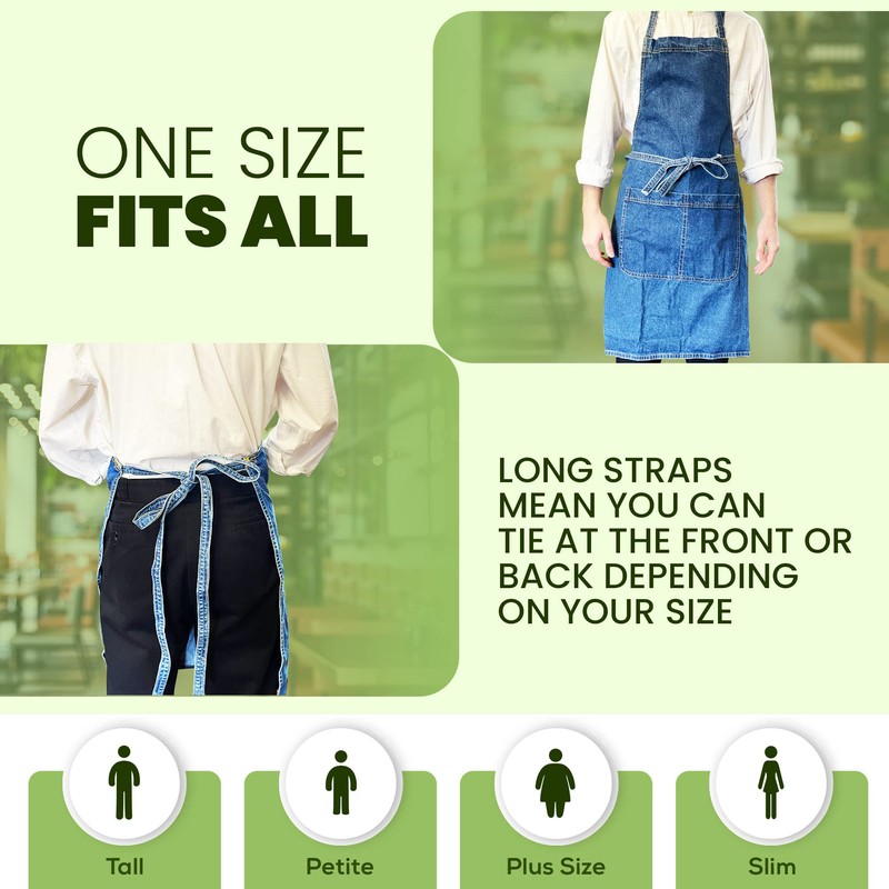 Bronta Mill Denim Apron with Twin Pockets for Men and