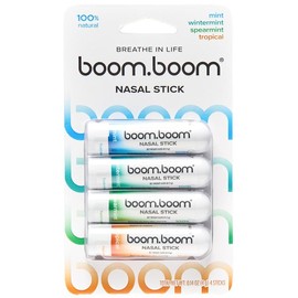 BoomBoom Nasal Stick: Free Your Nose | Featured on Shark Tank | Powerful Essential Oils with Vapor Flow Technology | Breathe In Life:_Variety 4pk w/ Spearmint
