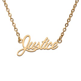 Justice Name Tag Necklaces for Her His Friends Familys Relationship Memory Jewelry Gift