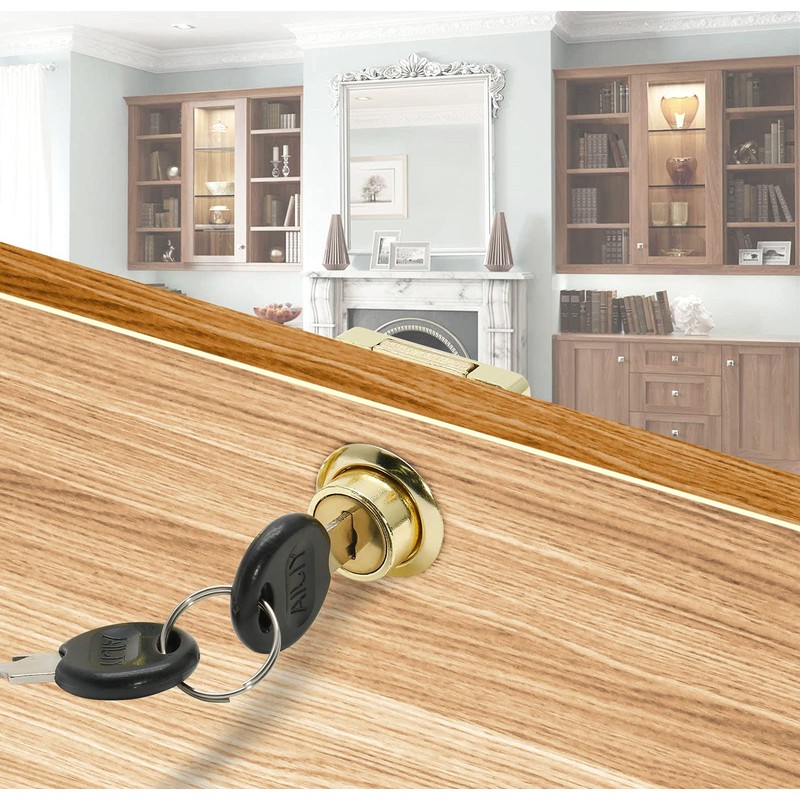 Jiozermi 2 Packs Drawer Lock with Keys, Desktop Lock with