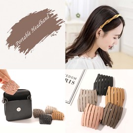 Inateannal 5Pcs Retractable Headbands Non-slip Hair Band with Teeth Combing Portable Wavy Head Bands Foldable Plastic Headwear Hair Accessories for Women Girls