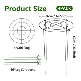 DAYUMKOU 4 Pack Peonies Cages and Supports, 14" Wide x 24" High