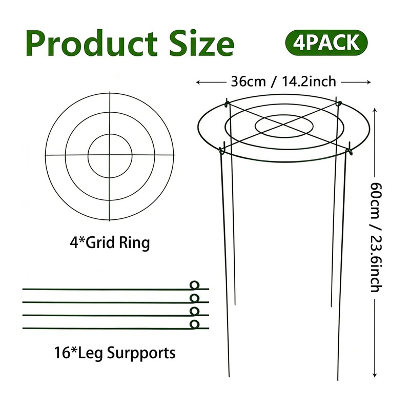 DAYUMKOU 4 Pack Peonies Cages and Supports, 14" Wide x