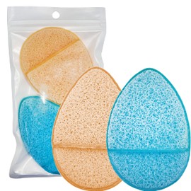 2 Pack Facial Sponge for Daily Deep Cleansing and Regular Exfoliating, Reusable Makeup Remover (Blue+Yellow)