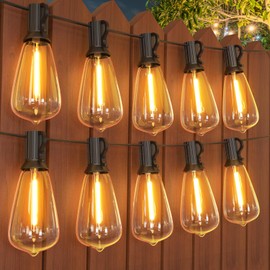 GPATIO 200FT(100FT*2Pack) Outdoor String Lights, Waterproof Patio Lights with 64 Dimmable Hanging Lights Globe ST38 Bulbs, 2700k Shatterproof for Backyard Gazebo Porch Garden Outside Decor