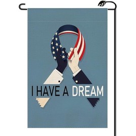 I Have A Dream MLK Day Garden Flag 12x18 Inch Double Sided Martin Luther King Jr Day Black White Handshake Peace Ribbon Small Flags Outside Decoration For Yard (ONLY FLAG) MLK01