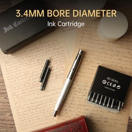 GC QUILL Fountain Pen Ink Cartridges, 72 Pack Black Ink Refills (4 Boxes of 18) - Bore Diameter 3.4mm (Black)
