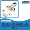 64mm Chrome Door Tubular Latch with Rebate Plate & Screws