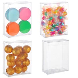 Benecreat 30 Pcs PVC Transparent Plastic Case, Rectangular, 4.3 x 3.3 x 1.6 inches (10.8 x 8.5 x 4 cm), Includes Protective Sheet, Folding Box, Present, Clear Gift Box, Small Storage, Packaging