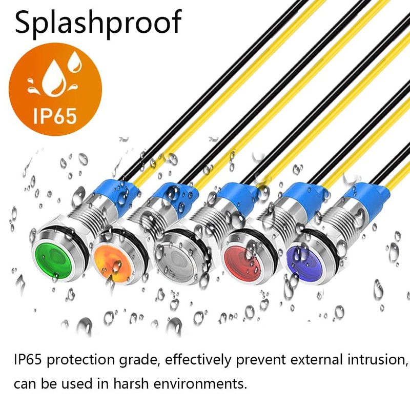 Gebildet 10pcs 6mm 1/4" 230V AC LED Metal Indicator Light