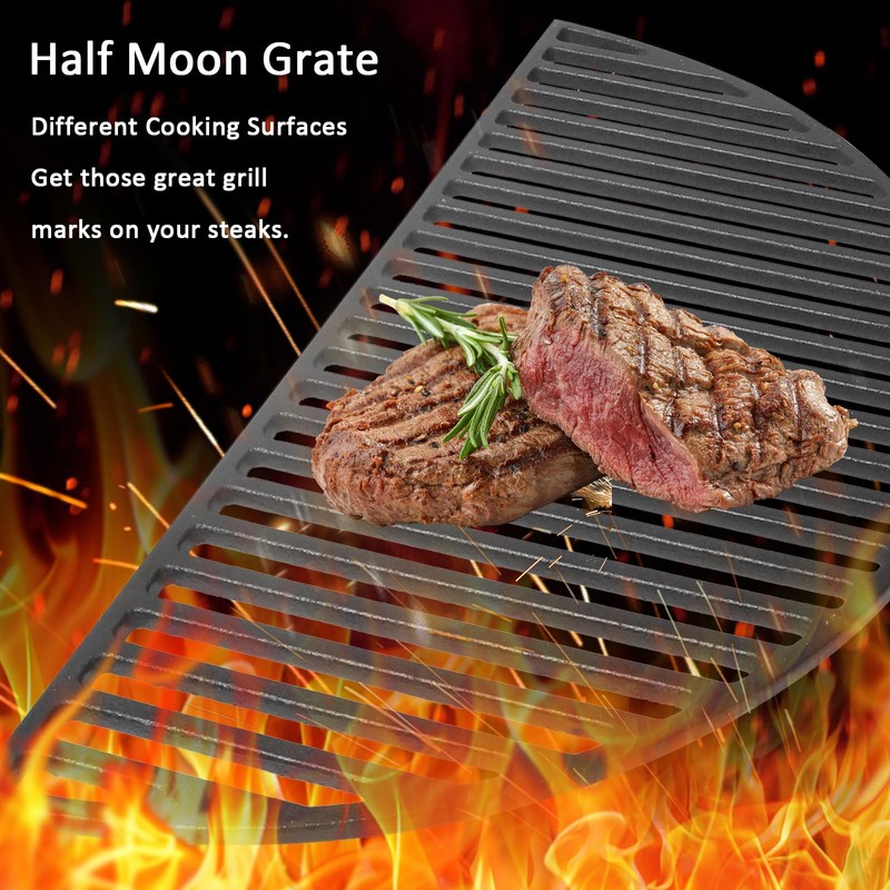 KAMaster 22" Half Moon Cast Iron Cooking Grate Grill Accessory