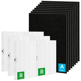 HPA300 HEPA Filter Fit for honey.well Replacement Filter HPA300 HPA300VP HPA304 HPA3300 HPA5300 HPA8350 6 Pack True HEPA Filters R & 8 Pack Pre-cut Activated Carbon Filters A (6R+8A) Fetechmate