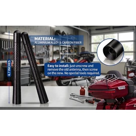 4.7" Short Motorcycle Antenna 2-Pack, Carbon-Fiber Style Stubby Radio Antenna, Aftermarket Replacement for Compatible Touring Motorcycles