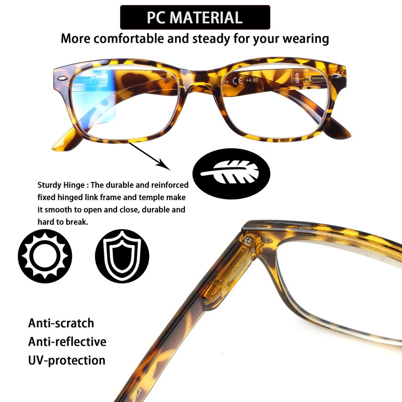 SIGVAN Reading Glasses 5 Packs Blue Light Blocking Eyeglasses Quality